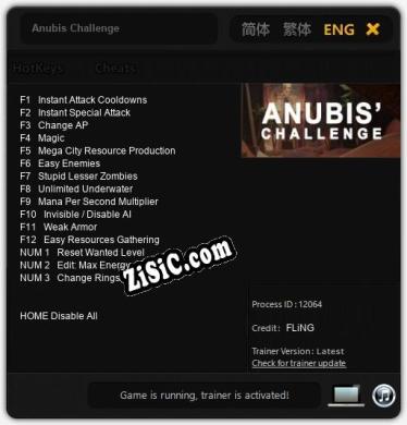 Anubis Challenge: Трейнер +15 [v1.7]