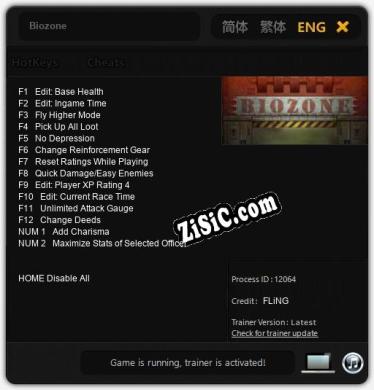 Трейнер для Biozone [v1.0.1]