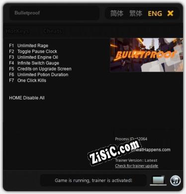 Трейнер для Bulletproof [v1.0.8]