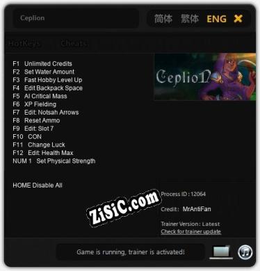 Трейнер для Ceplion [v1.0.3]