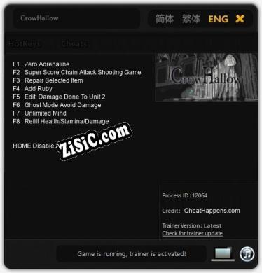 CrowHallow: Читы, Трейнер +8 [CheatHappens.com]
