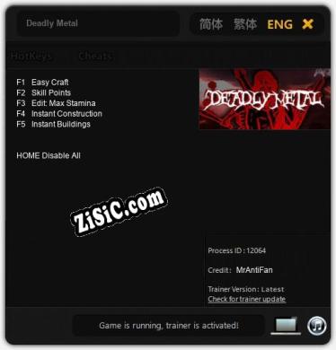 Deadly Metal: ТРЕЙНЕР И ЧИТЫ (V1.0.46)
