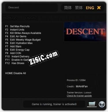 Descent: ТРЕЙНЕР И ЧИТЫ (V1.0.56)