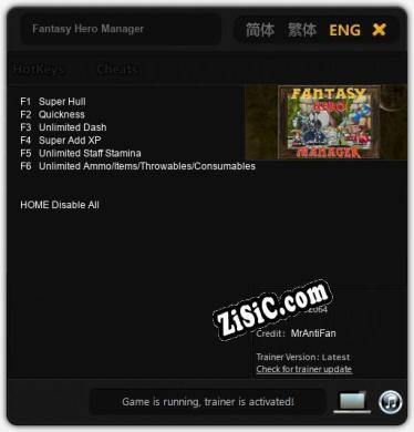 Трейнер для Fantasy Hero Manager [v1.0.9]