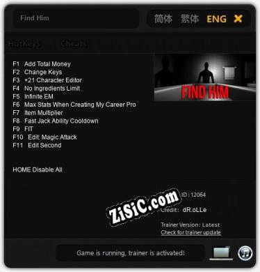 Трейнер для Find Him [v1.0.6]
