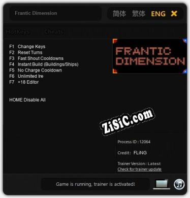 Frantic Dimension: Трейнер +7 [v1.4]