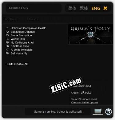 Grimms Folly: ТРЕЙНЕР И ЧИТЫ (V1.0.99)