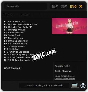 Indulgentia: Трейнер +15 [v1.8]