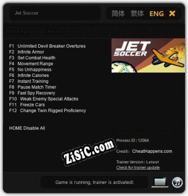 Jet Soccer: Читы, Трейнер +12 [CheatHappens.com]