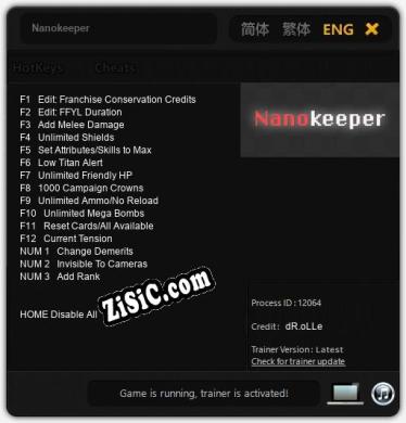 Nanokeeper: Трейнер +15 [v1.8]