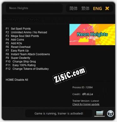 Neon Heights: Трейнер +12 [v1.9]
