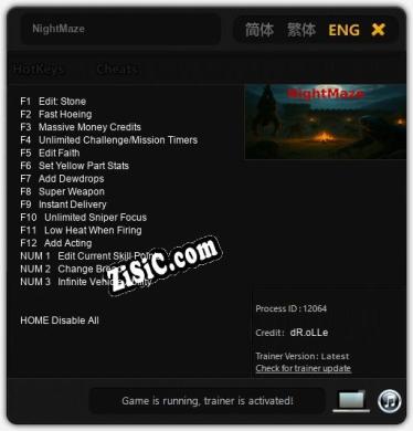Трейнер для NightMaze [v1.0.9]