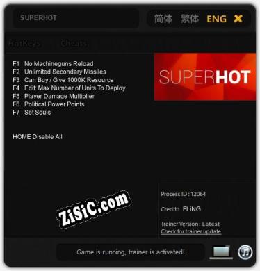 SUPERHOT: Трейнер +7 [v1.7]