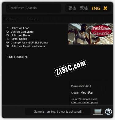 TrackDown Genesis: Трейнер +6 [v1.2]