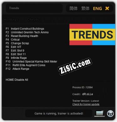 Trends: Читы, Трейнер +12 [dR.oLLe]