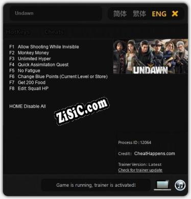Undawn: Трейнер +8 [v1.6]