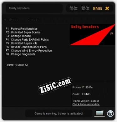 Unity Invaders: Читы, Трейнер +8 [FLiNG]